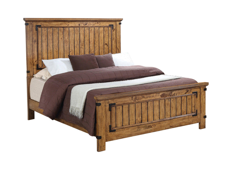 Brenner - Rustic Honey - 4pc California King Panel Bedroom Set - Ornate Home