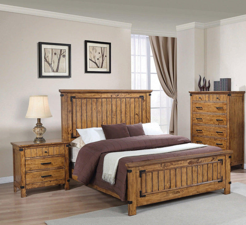 Brenner - Rustic Honey - California King Panel Bed - Ornate Home