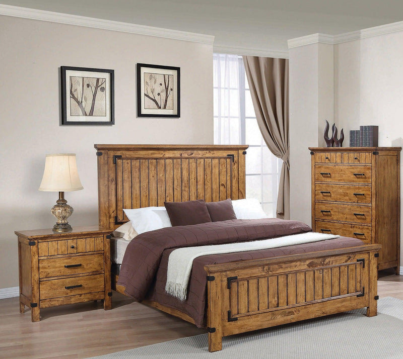 Brenner - Rustic Honey - Eastern King Panel Bed - Ornate Home