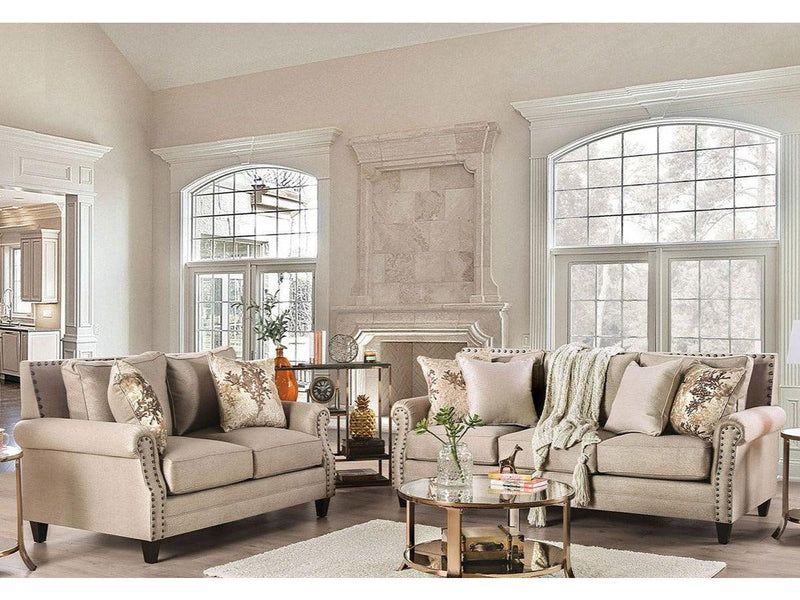 Briana - Beige - Stationary Sofa & Loveseat - 2pc - Ornate Home