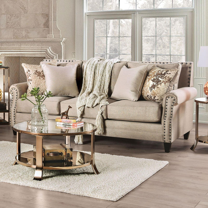 Briana - Beige - Stationary Sofa & Loveseat - 2pc - Ornate Home