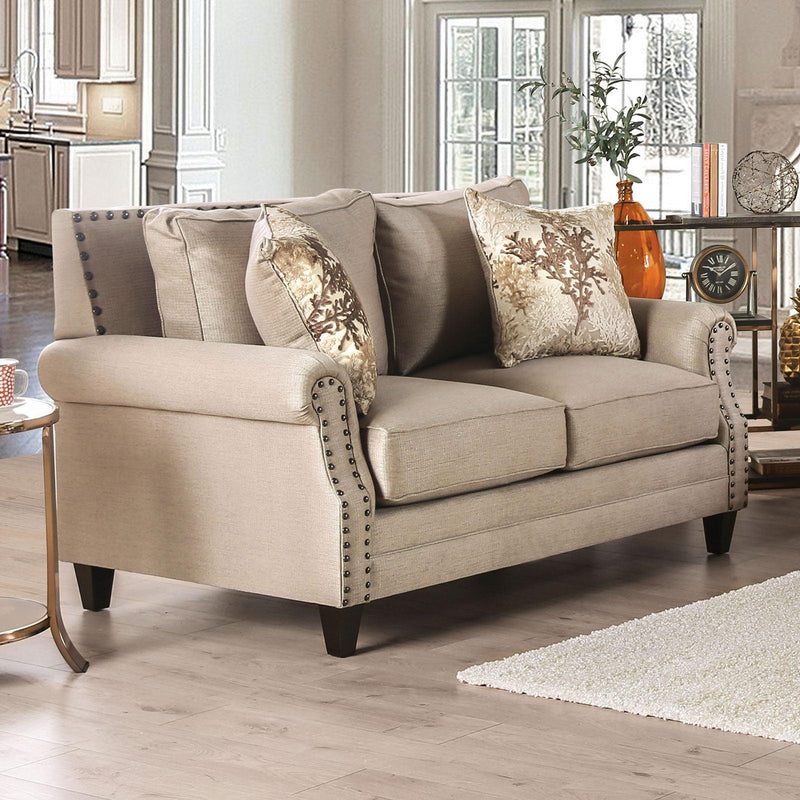 Briana - Beige - Stationary Sofa & Loveseat - 2pc - Ornate Home