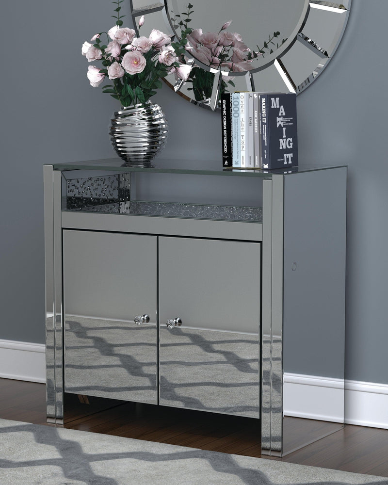 Bridget - Clear Mirror & Silver - Accent Cabinet - Ornate Home