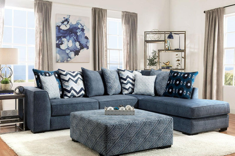 Brielle - Blue -  L Shape Sectional Sofa - Ornate Home