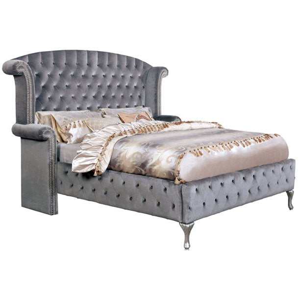 Alzire - Gray - Cal King Platform Bed - Ornate Home