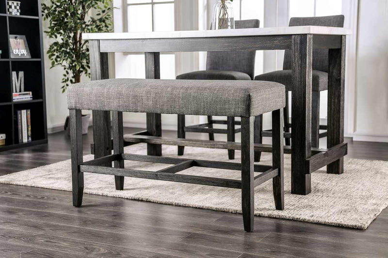 Brule White Antique Black Gray 4pc Dining Room Set