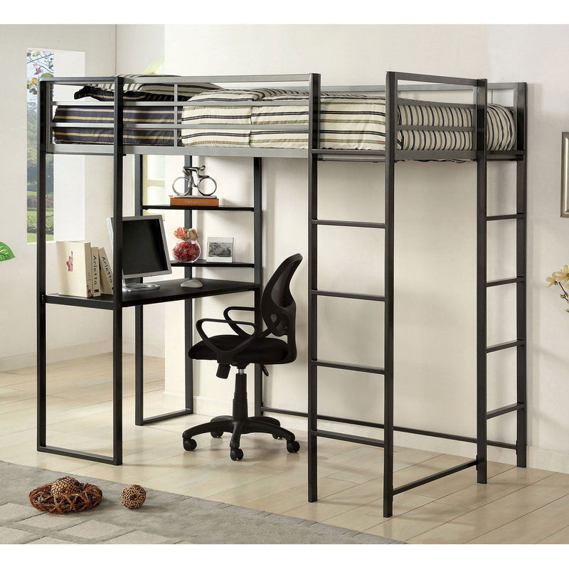 Sherman Silver & Gun Metal Full Bunk Bed w/ Workstation