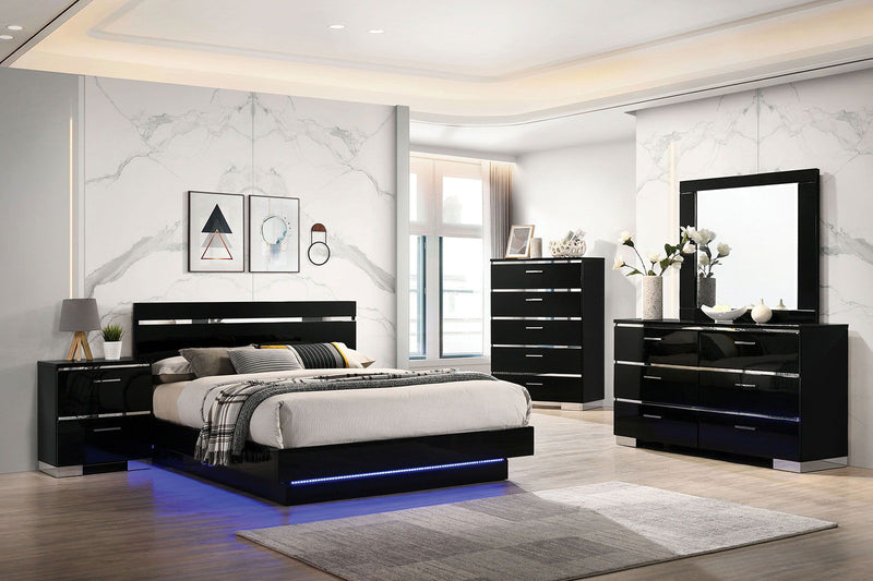 Erlach Black & Chrome Queen Bed