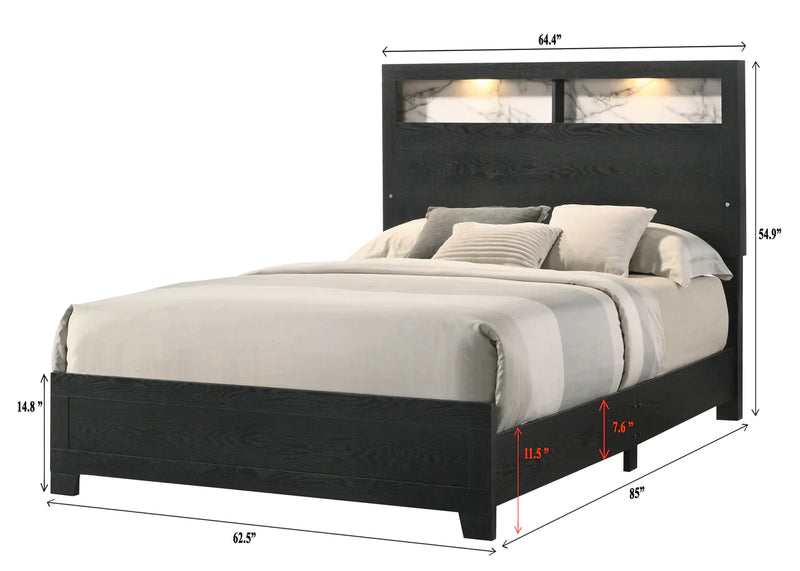 Cadence - Black - LED Panel Bed - Ornate Home