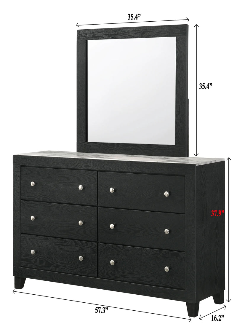 Cadence - Black - Dresser & Mirror - Ornate Home