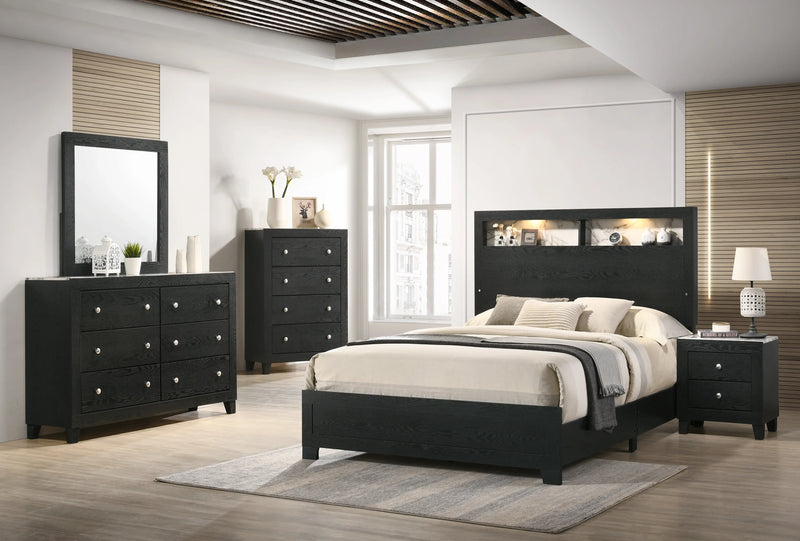 Cadence - Black - LED Panel Bed - Ornate Home