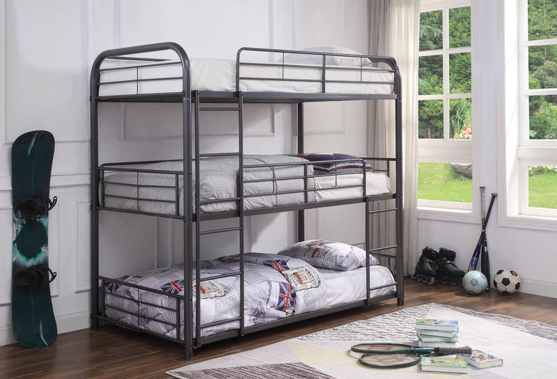 Cairo Gunmetal Bunk Bed (Triple Twin) - Ornate Home