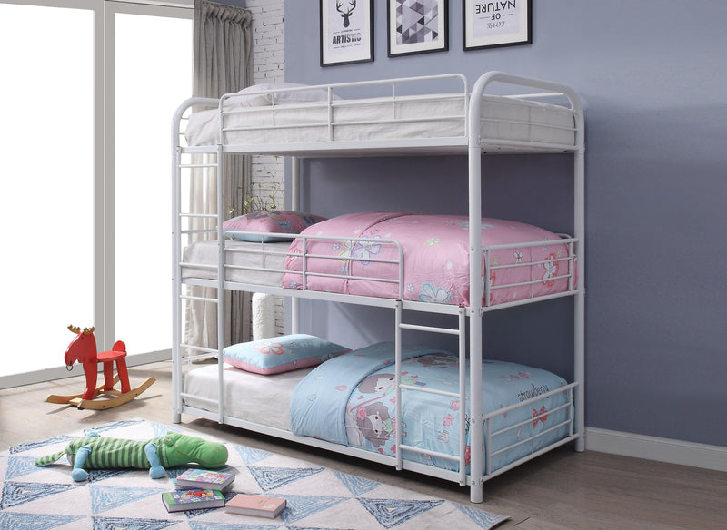 Cairo White Bunk Bed (Triple Twin) - Ornate Home