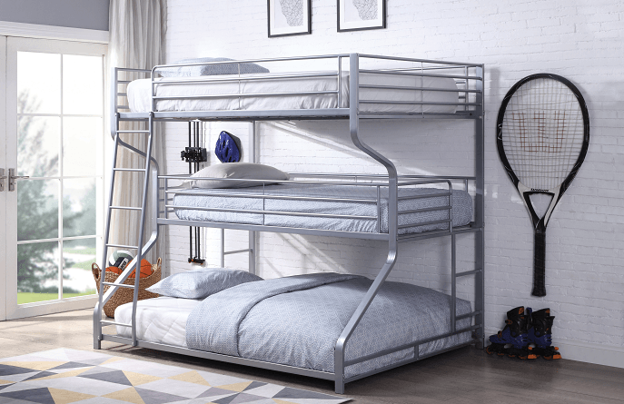 Caius II Silver Bunk Bed (Triple Full/Twin/Queen) - Ornate Home