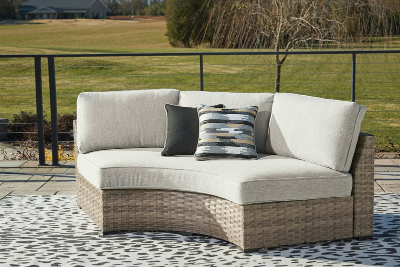 Calworth Outdoor Curved Loveseat with Cushion - Ornate Home