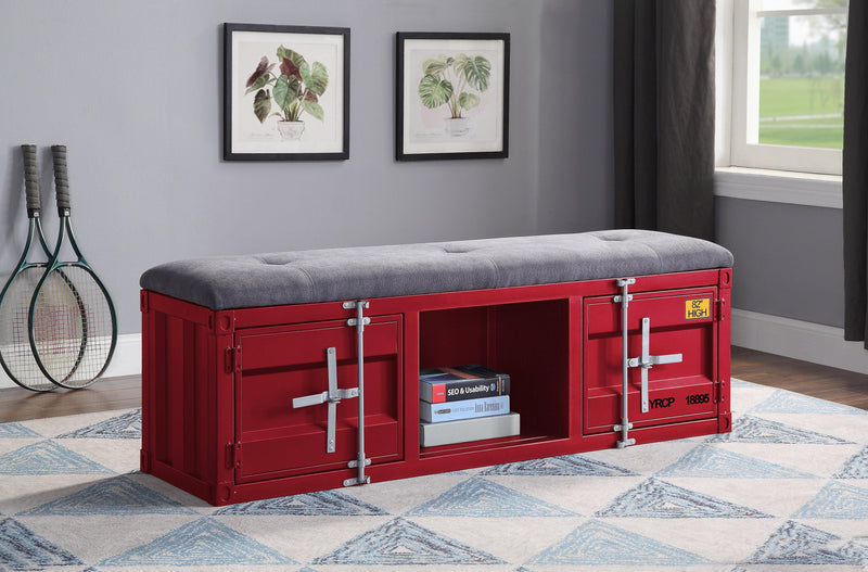 Cargo - Gray & Red - Storage Bench - Ornate Home