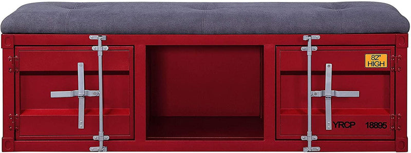 Cargo - Gray & Red - Storage Bench - Ornate Home