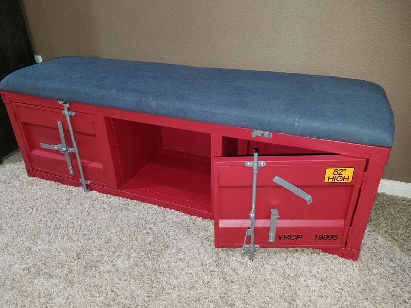 Cargo - Gray & Red - Storage Bench - Ornate Home