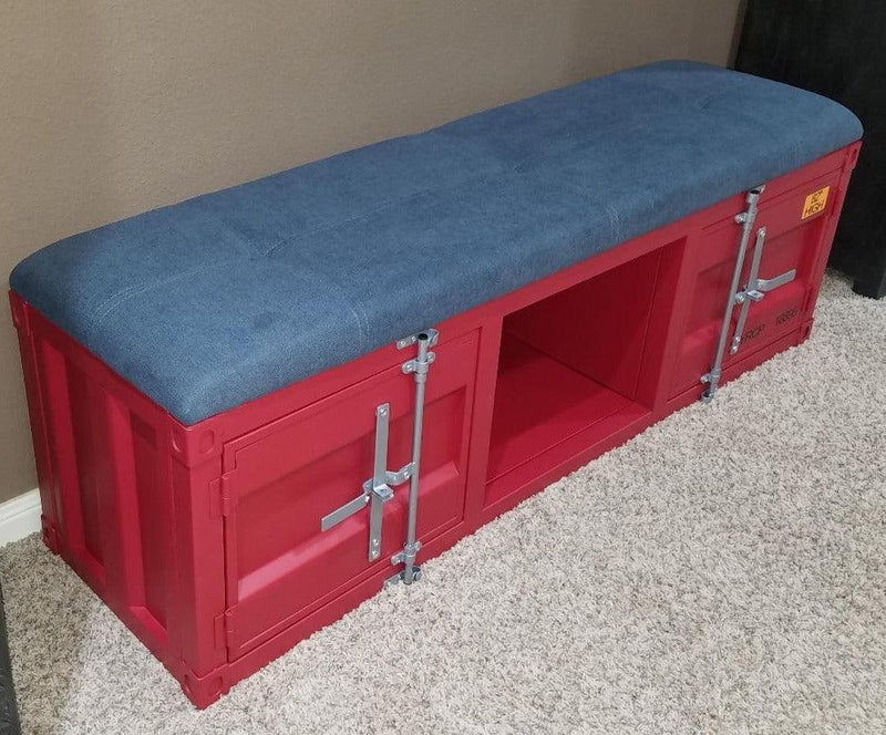 Cargo - Gray & Red - Storage Bench - Ornate Home