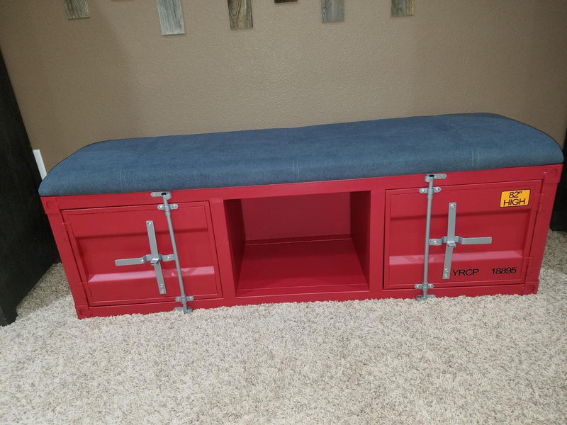 Cargo - Gray & Red - Storage Bench - Ornate Home