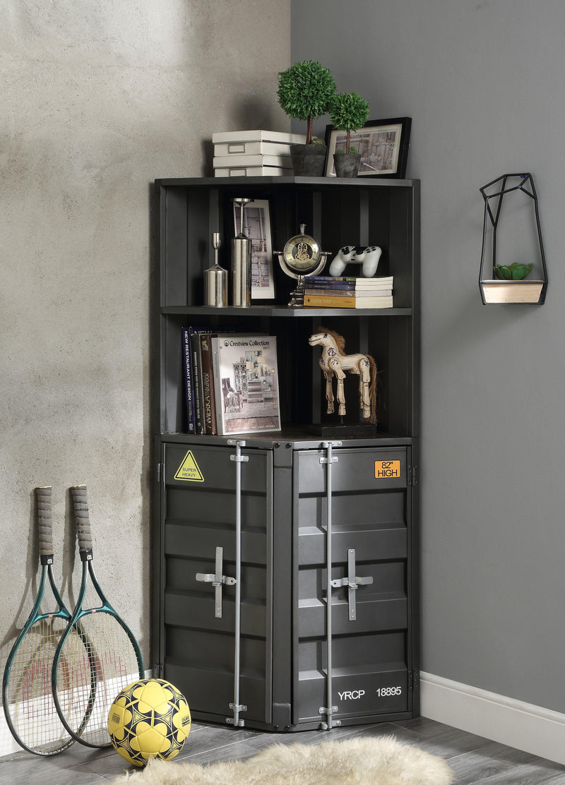 Cargo Gunmetal Bookcase (Corner) - Ornate Home