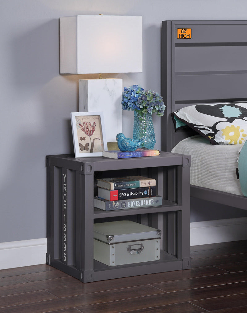 Cargo Gunmetal Nightstand (USB) - Ornate Home