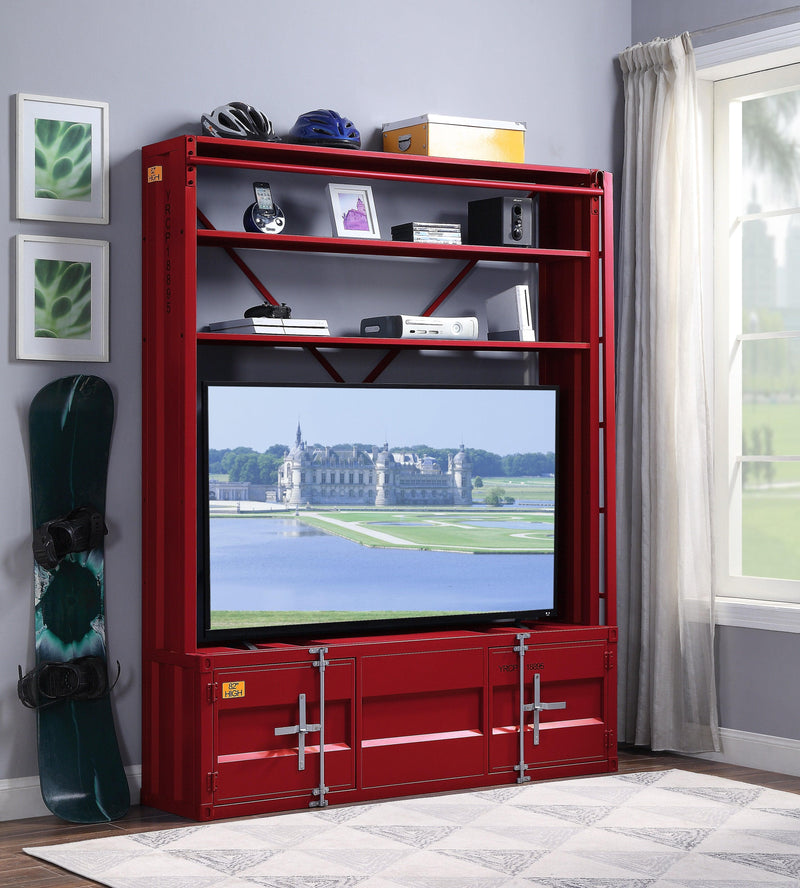 Cargo Red Bookshelf & Ladder - Ornate Home