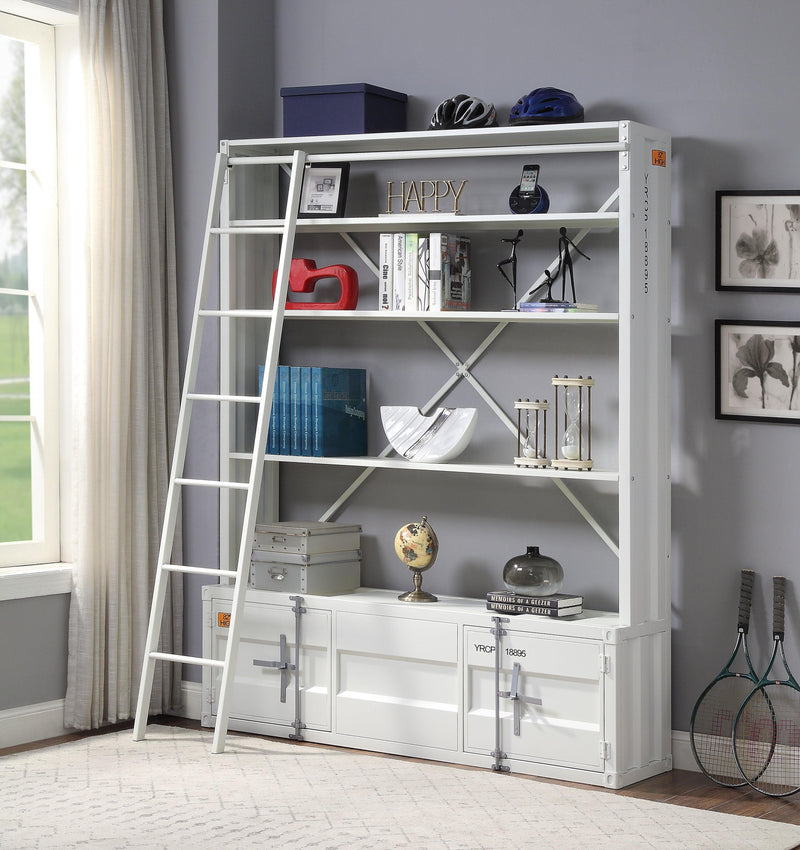 Cargo White Bookshelf & Ladder - Ornate Home