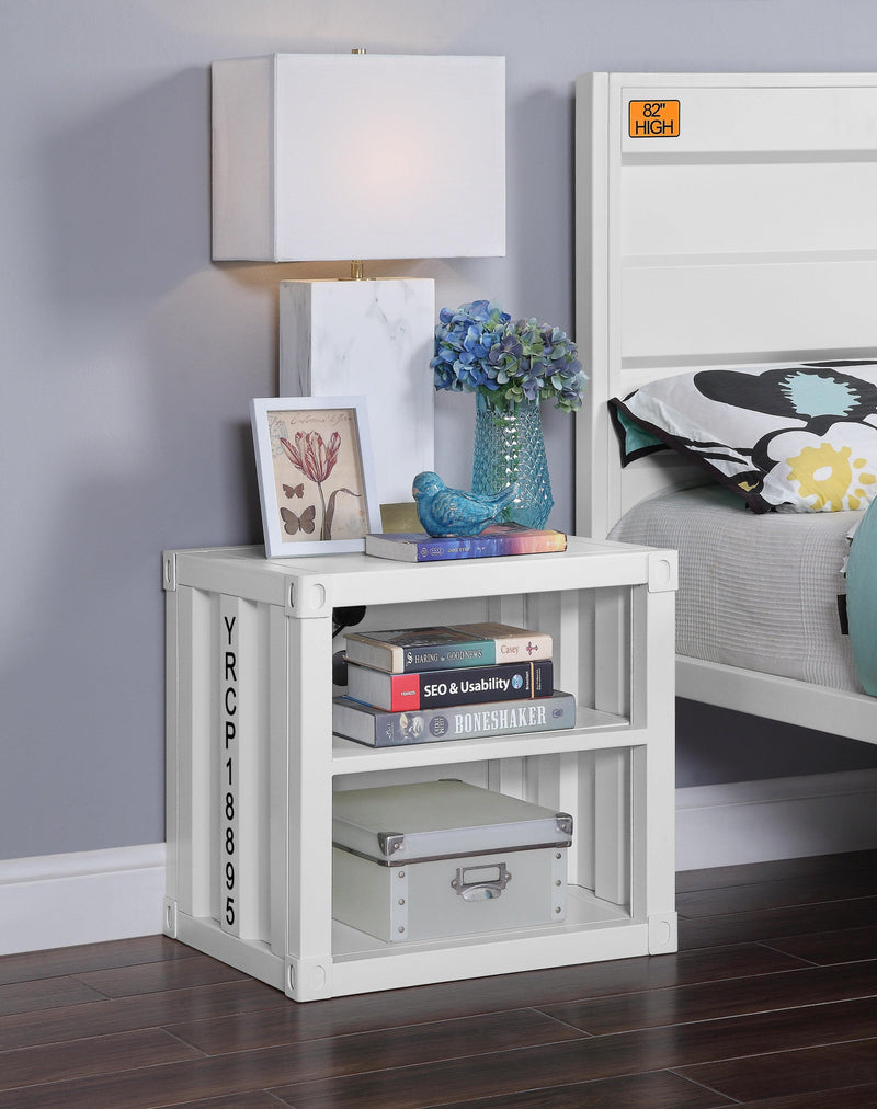 Cargo White Nightstand (USB) - Ornate Home