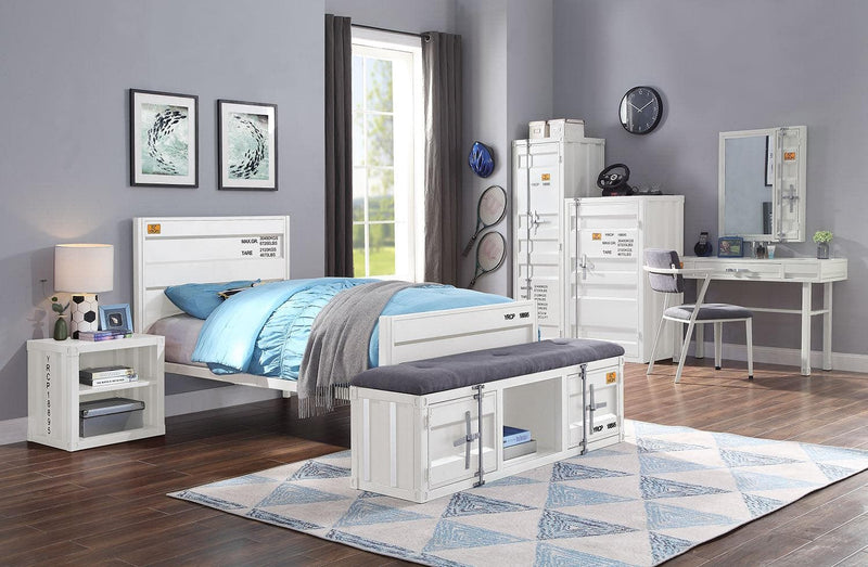 Cargo White Twin Bed - Ornate Home