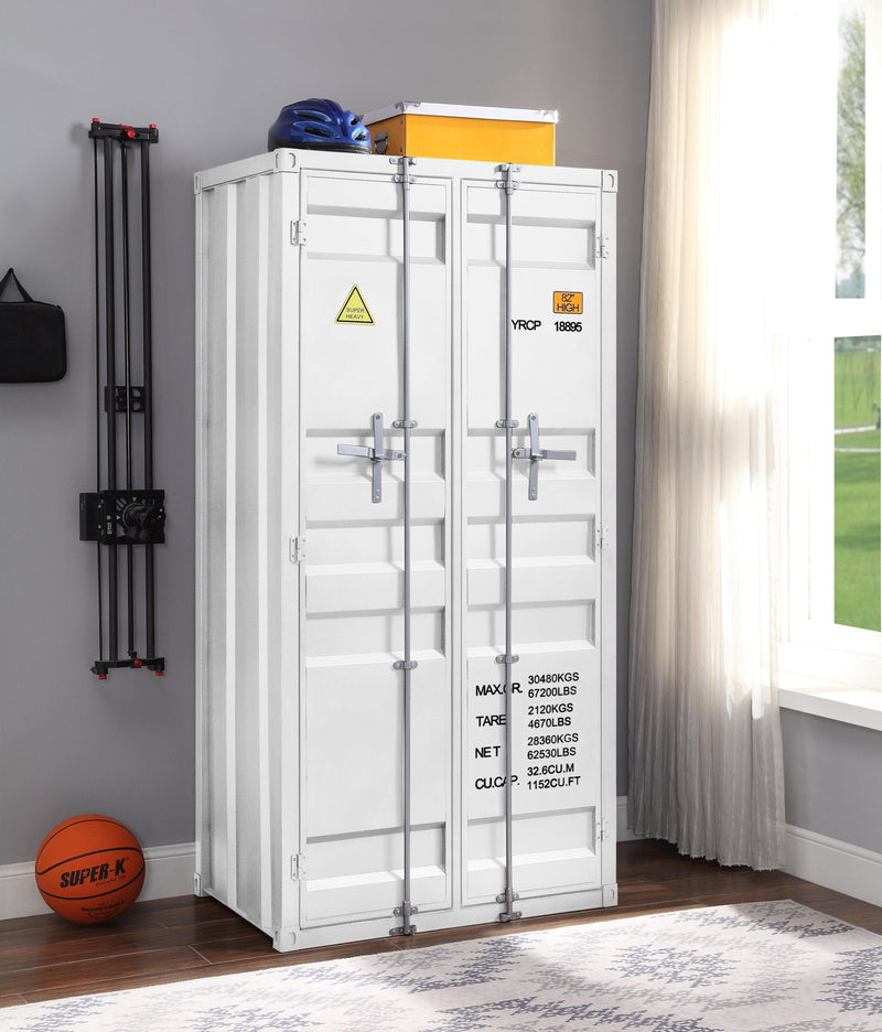 Cargo White Wardrobe (Double Door) - Ornate Home