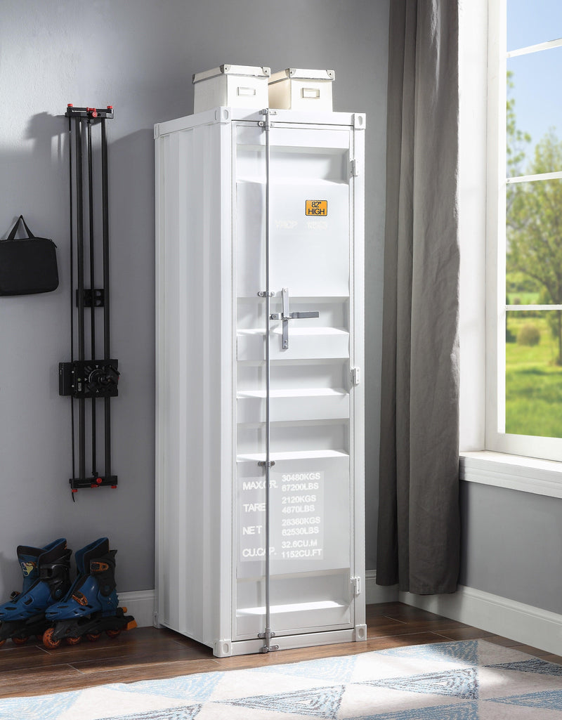 Cargo White Wardrobe (Single Door) - Ornate Home