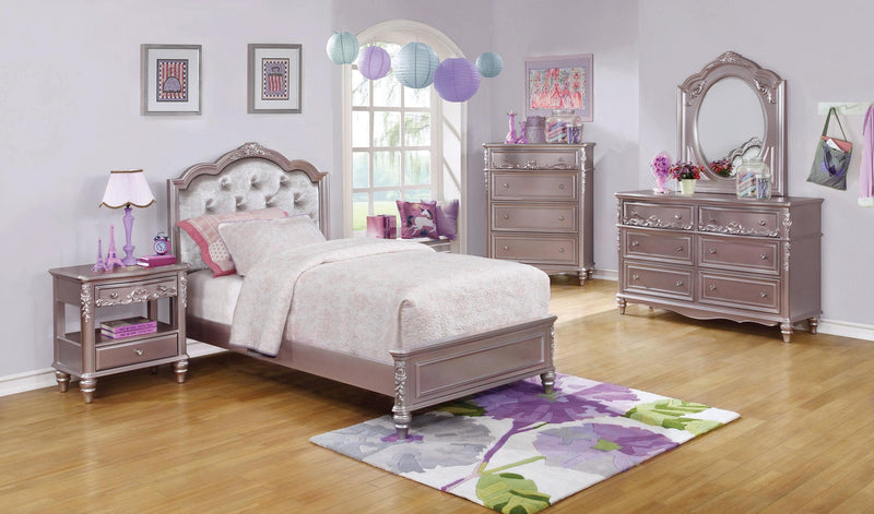 Caroline - Metallic Lilac - 4pc Twin Bedroom Set - Ornate Home