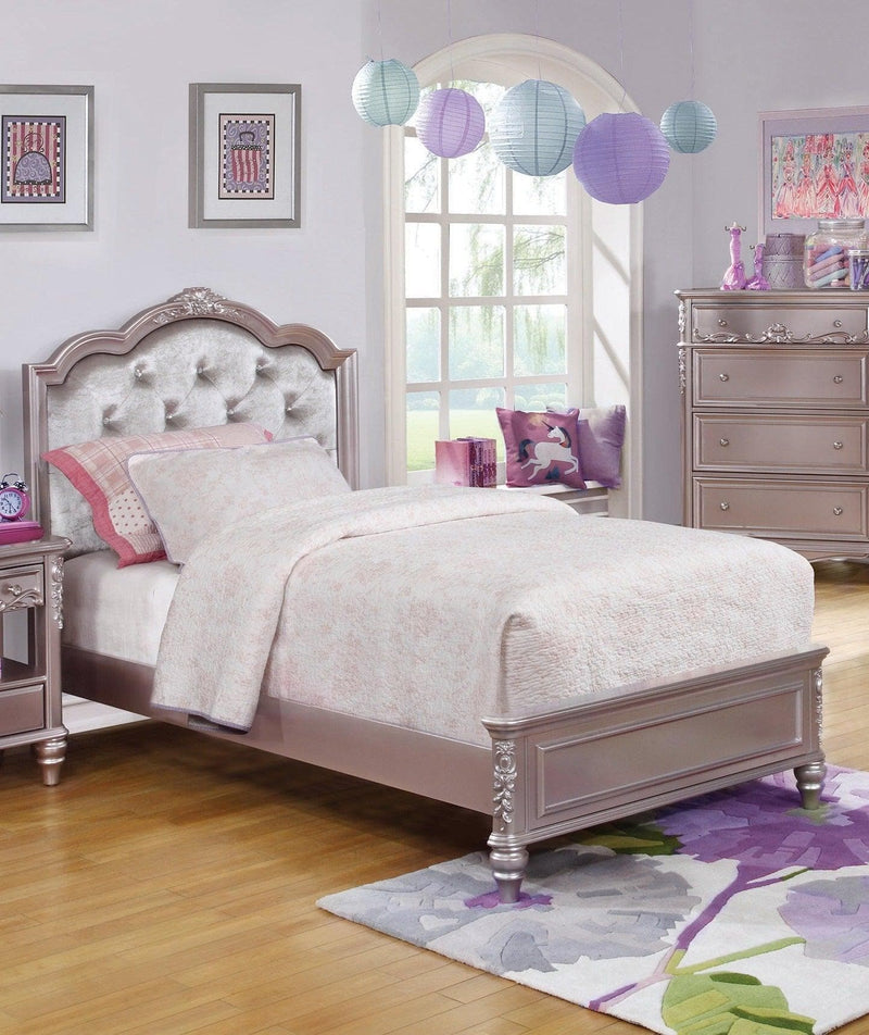 Caroline - Metallic Lilac & Grey - Twin  Bed - Ornate Home