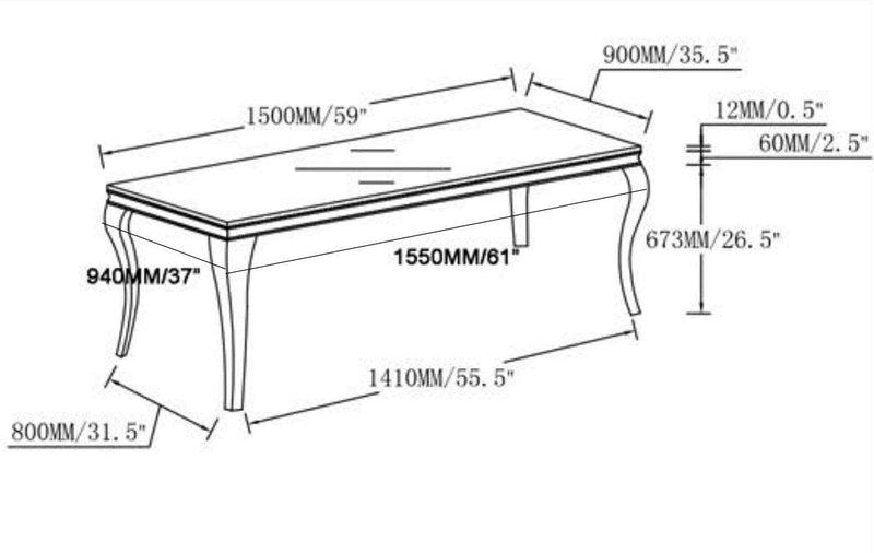 Carone - Black - Dining Table - Ornate Home