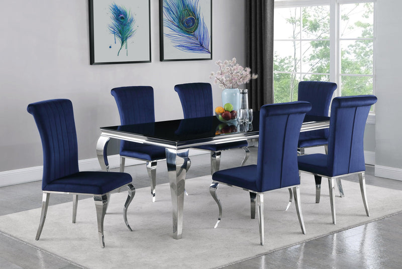 Carone - Ink Blue & Chrome - Side Chairs (Set Of 4) - Ornate Home