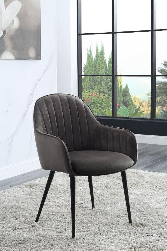 Caspian - Dark Gray Fabric & Black - Dining Chair (Set of 2) - Ornate Home