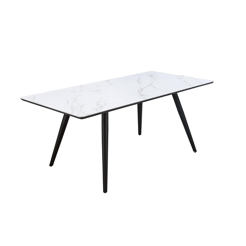 Caspian - White Faux Marble & Black - Dining Table - Ornate Home