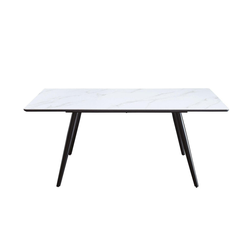 Caspian - White Faux Marble & Black - Dining Table - Ornate Home