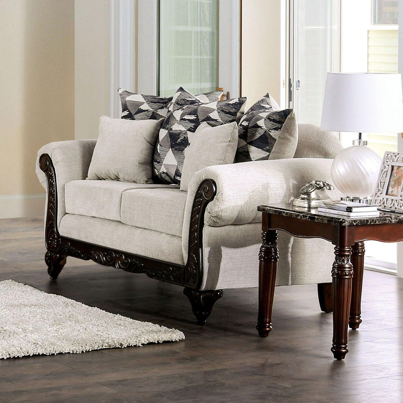 Cassani - Walnut & Light Gray - Stationary Sofa & Loveseat - 2pc - Ornate Home