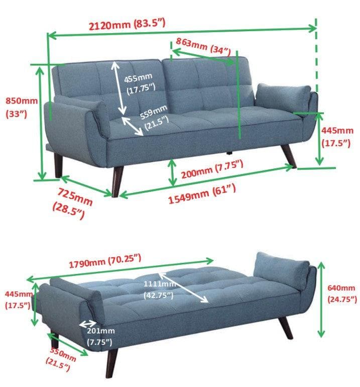 Caufield - Turquoise Blue - Sofa Bed - Ornate Home