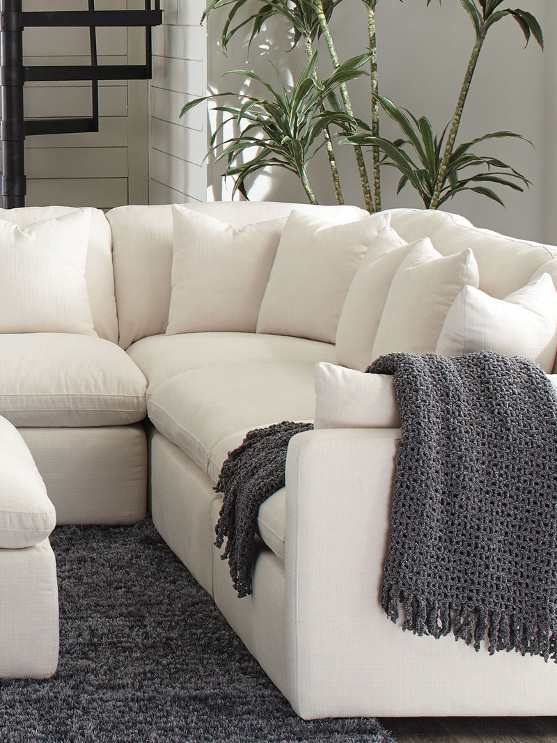 Pluma Ivory Fabric Modular Sectional Pre-Sets