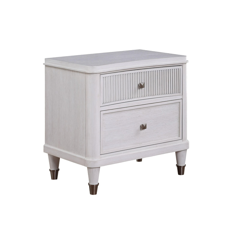 Celestia Off White Nightstand (Reeded Top Drw) - Ornate Home