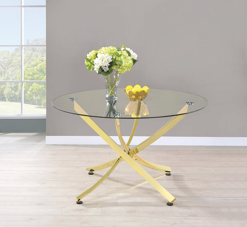 Chanel - Brass & Clear - Round Dining Table - Ornate Home