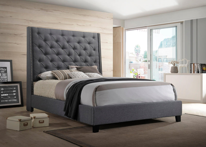 Chantilly Gray Upholstered King Bed - Ornate Home