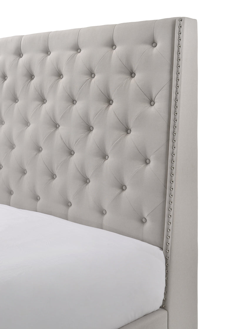 Chantilly Khaki Upholstered King Bed - Ornate Home