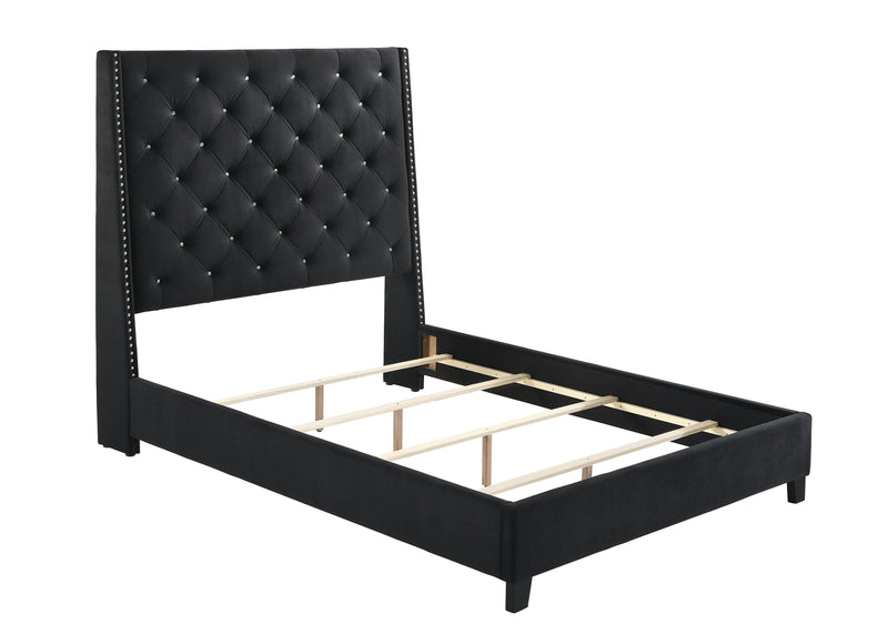 Chantilly Velvet Black Upholstered King Bed - Ornate Home