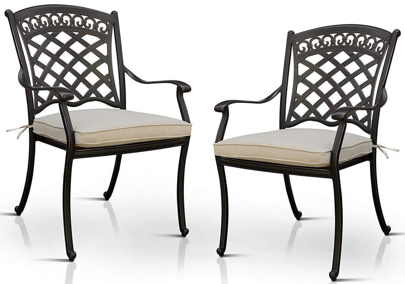 Charissa - Antique Black & Beige - 7pc Outdoor Dining Set - Ornate Home