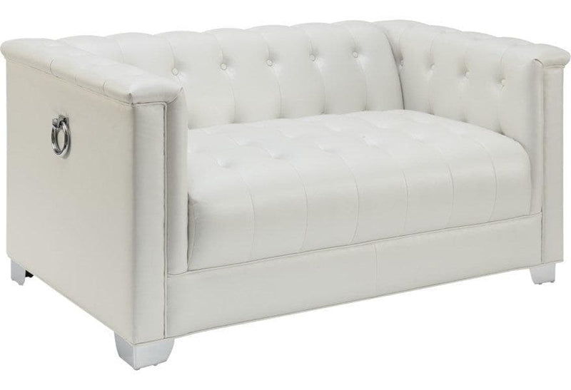 Chaviano - Pearl White - Stationary Loveseat - Ornate Home