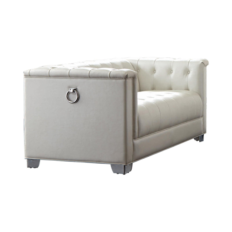 Chaviano - Pearl White - Stationary Loveseat - Ornate Home